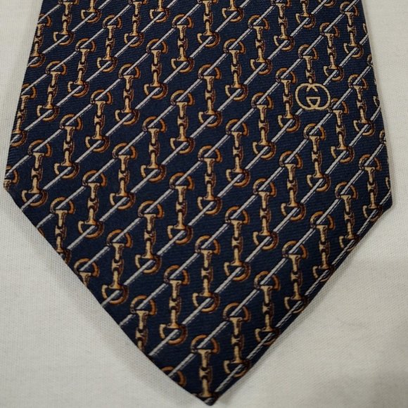 Gucci Accessories Vintage Gucci 0 Silk Tie Classic Gucci Print Navy Background Poshmark